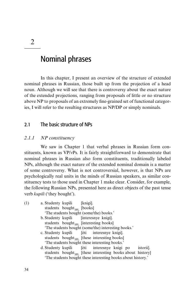 Nominal Phrases Chapter 2 The Syntax Of Russian