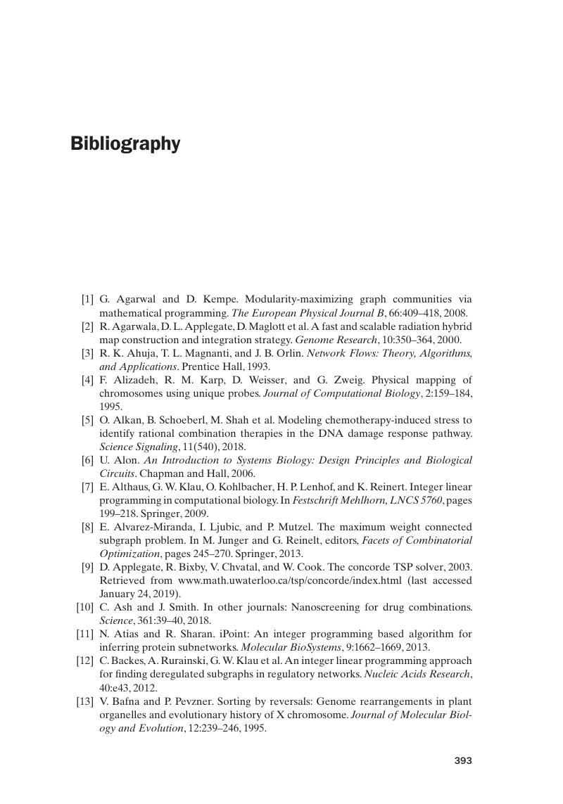 Bibliography - Integer Linear Programming in Computational and