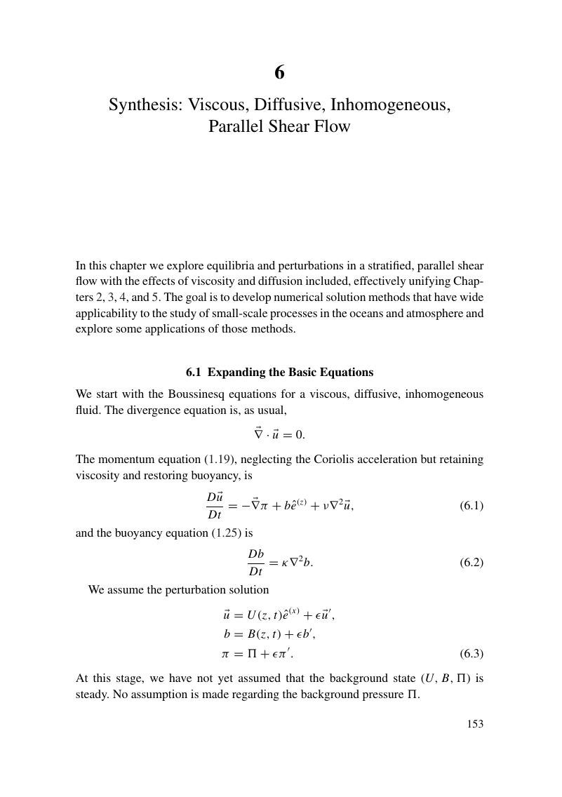 Synthesis Viscous Diffusive Inhomogeneous Parallel Shear Flow Chapter 6 Instability In Geophysical Flows