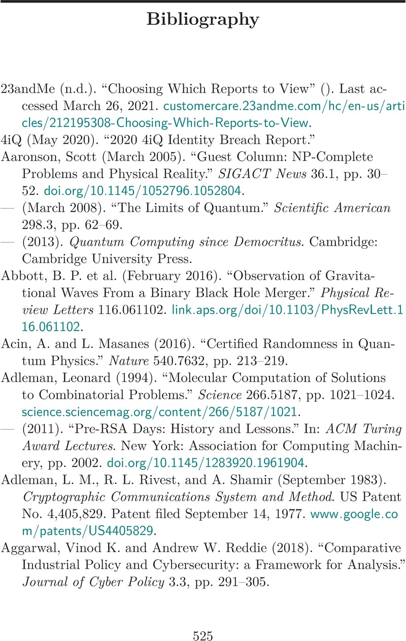 Bibliography - Law and Policy for the Quantum Age