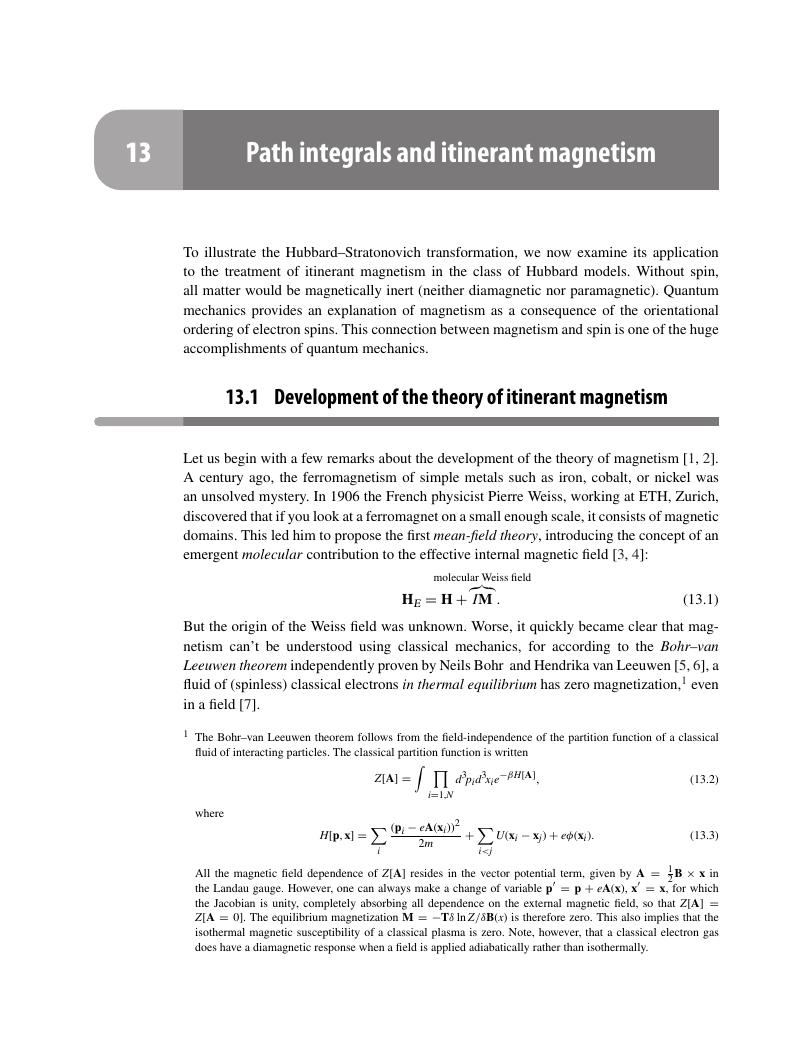 kompakt mærke Multiplikation Path integrals and itinerant magnetism (Chapter 13) - Introduction to  Many-Body Physics