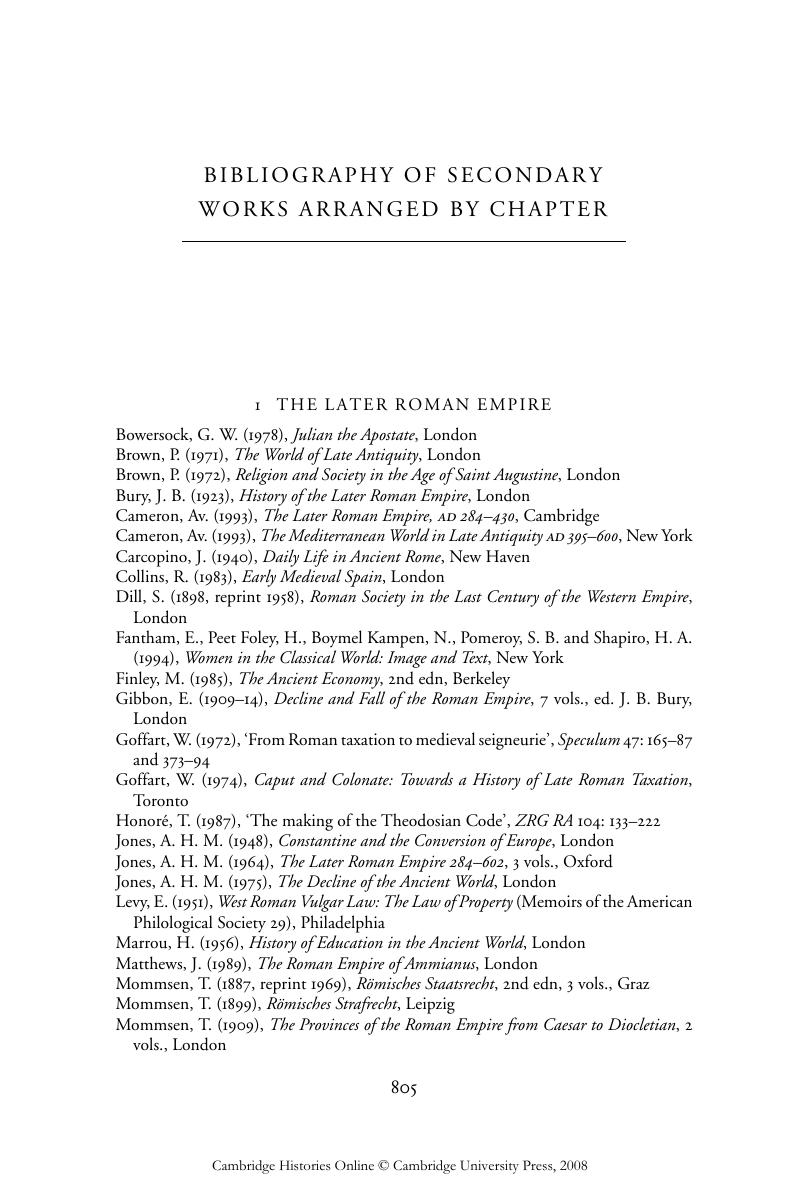 Bibliography of secondary works arranged by chapter - The New Cambridge  Medieval History