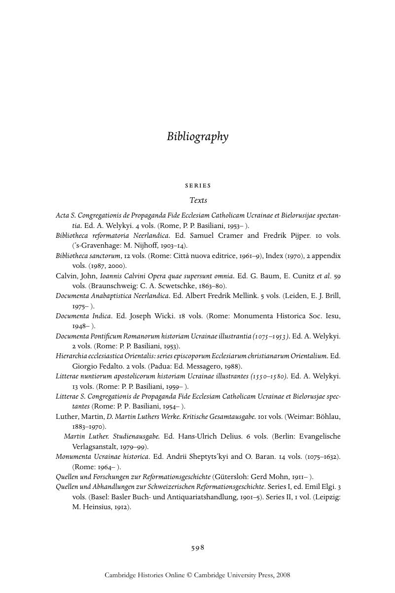 Bibliography - The Cambridge History of Christianity