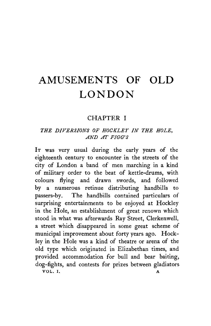 THE DIVERSIONS OF HOCKLEY IN THE HOLE, AND AT FIGG'S (CHAPTER I) - The  Amusements of Old London