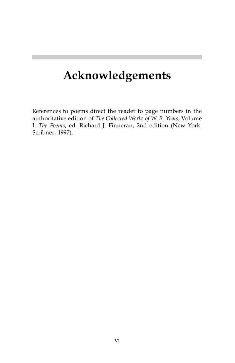 Acknowledgements W B Yeats
