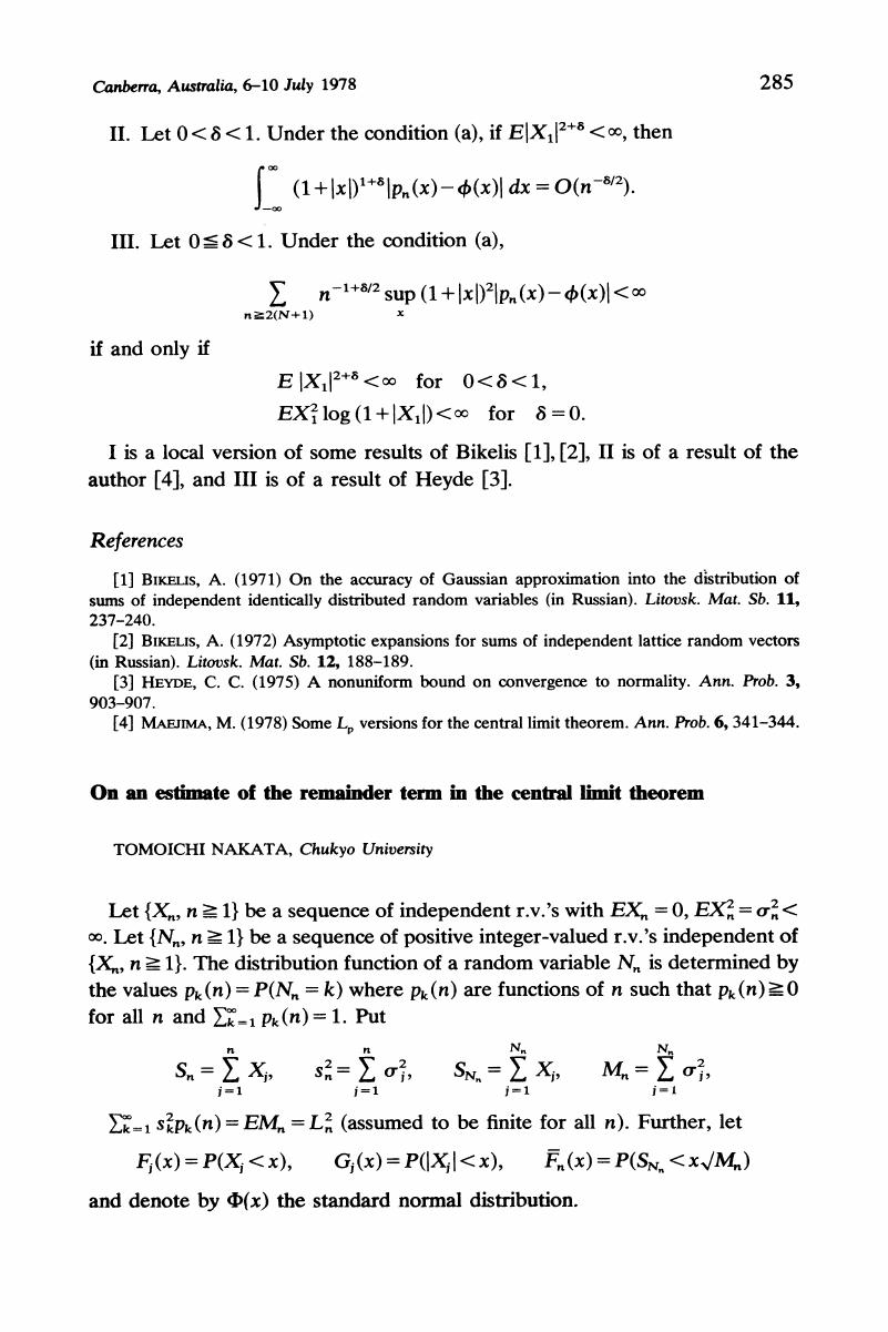 On an estimate of the remainder term in the central limit theorem ...