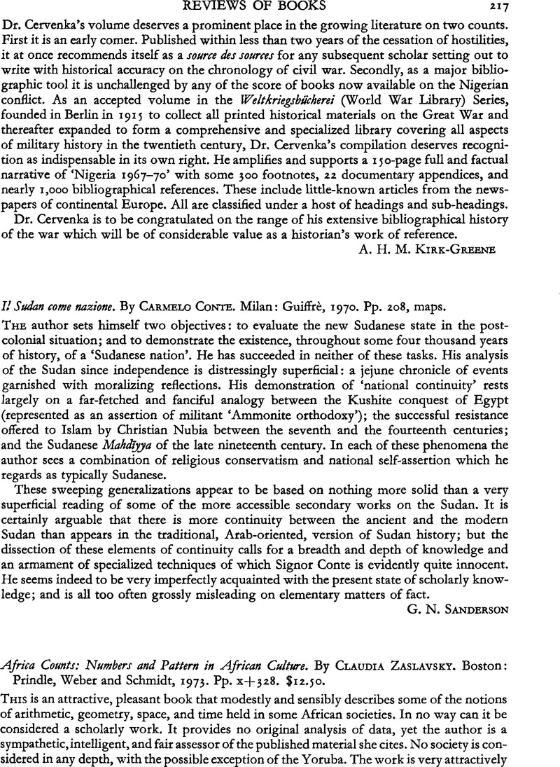 Africa Counts; Numbers and Pattern in African Culture. By Claudia ...