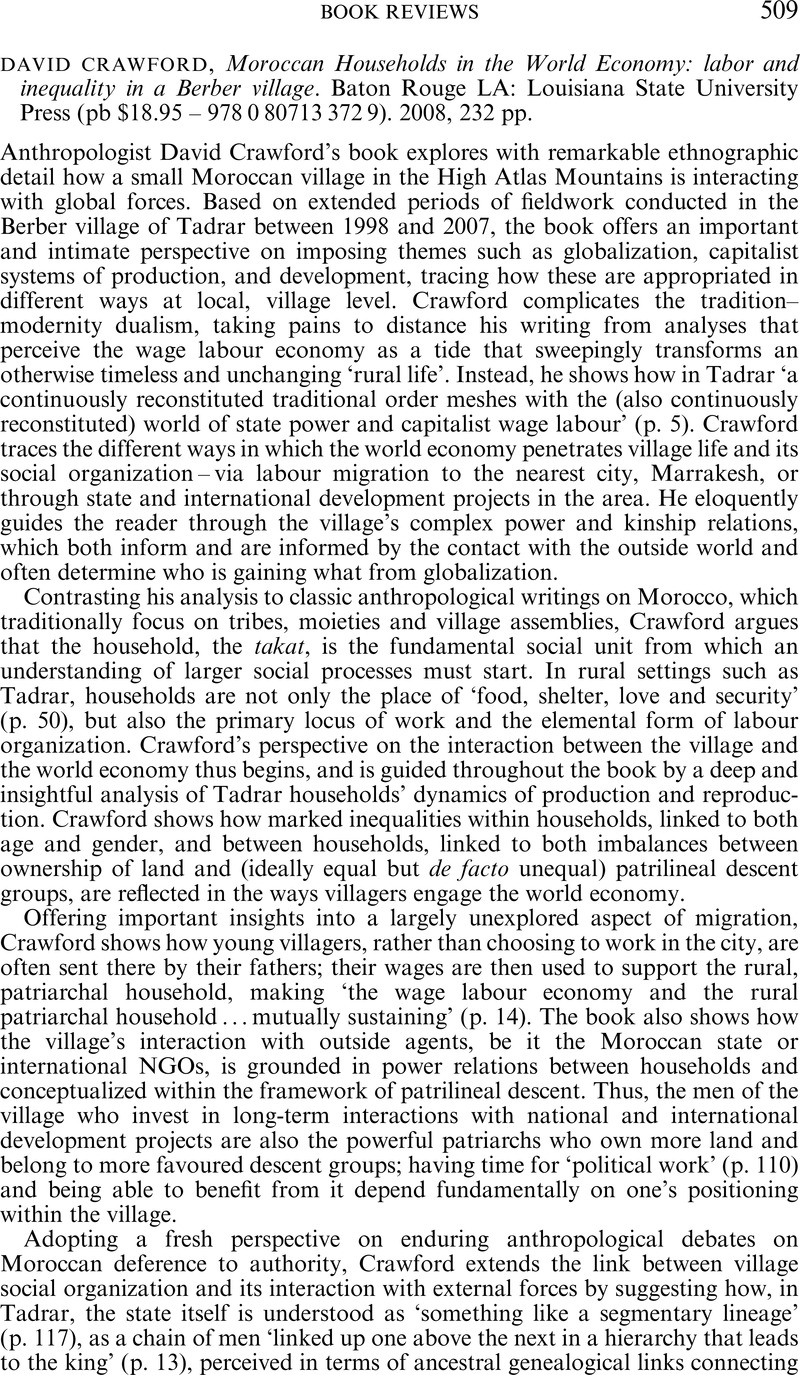 DAVID CRAWFORD, Moroccan Households in the World Economy: labor and ...