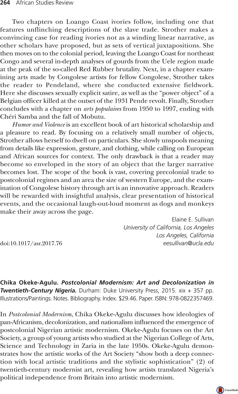 Postcolonial Modernism: Art and Decolonization in Twentieth-Century Nigeria