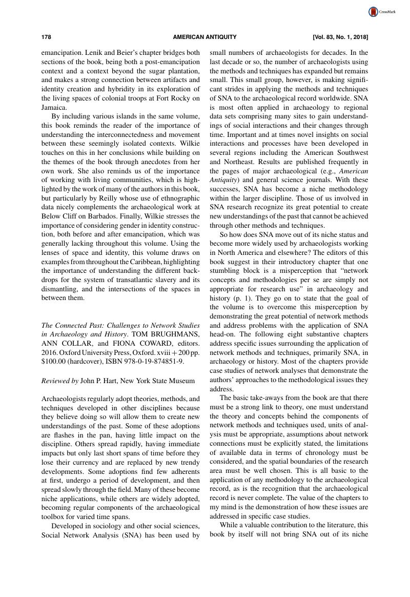 The connected past : challenges to network studies in archaeology and history