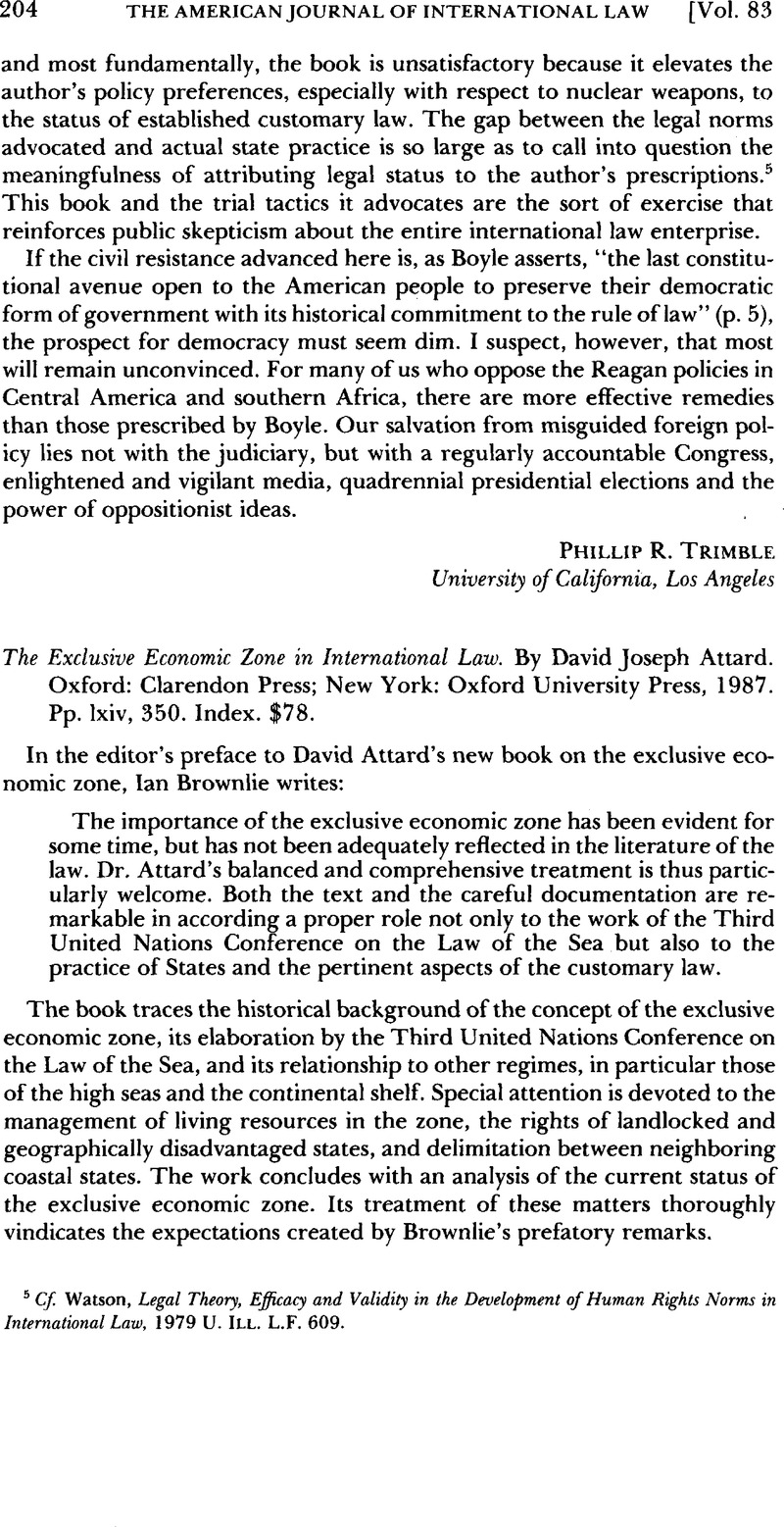 The Exclusive Economic Zone in International Law. By David Joseph ...