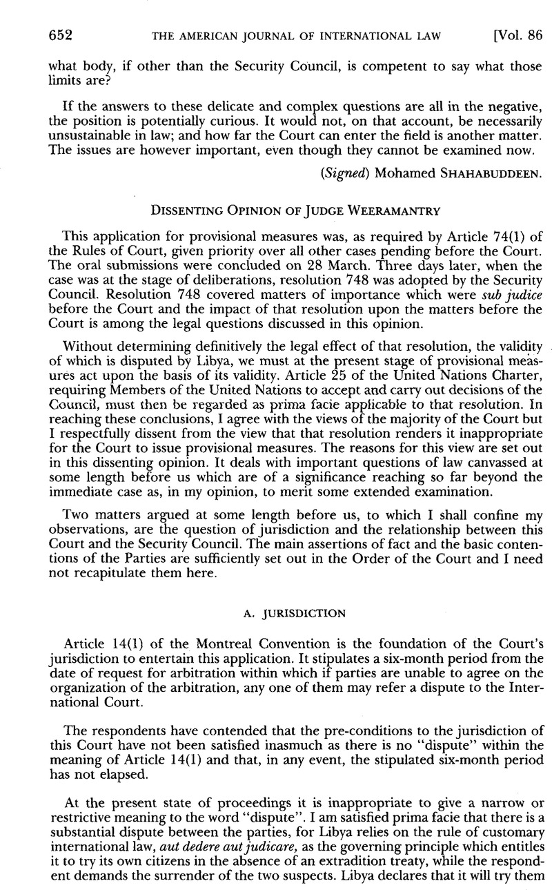 Dissenting Opinion of Judge Weeramantry American Journal of International Law Cambridge Core