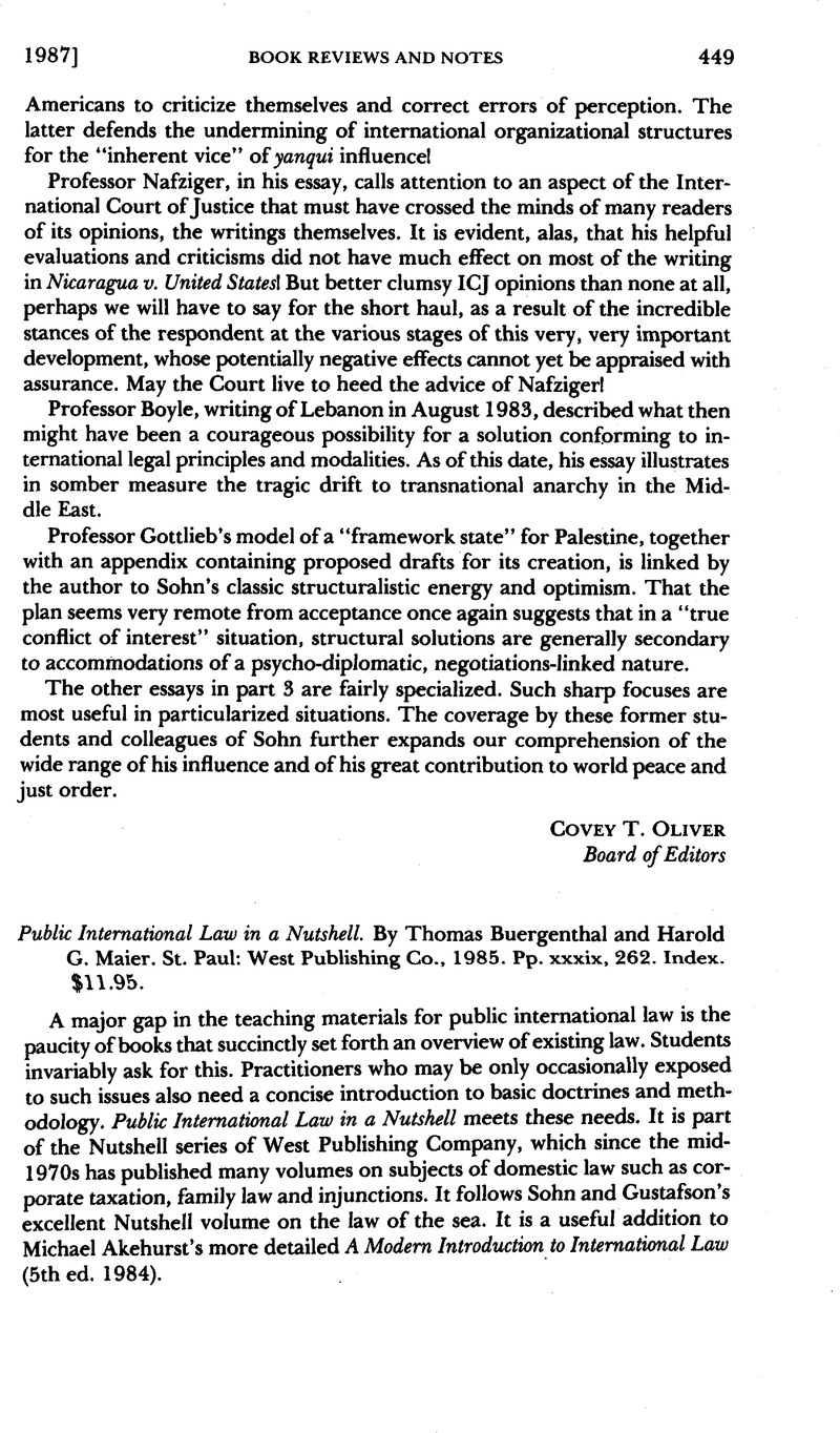 Public International Law In A Nutshell By Thomas Buergenthal And Harold G Maier St Paul 4697