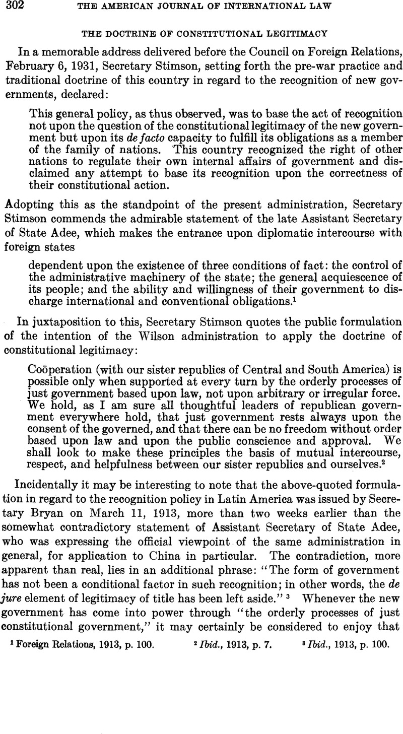 The Doctrine of Constitutional Legitimacy | American Journal of ...