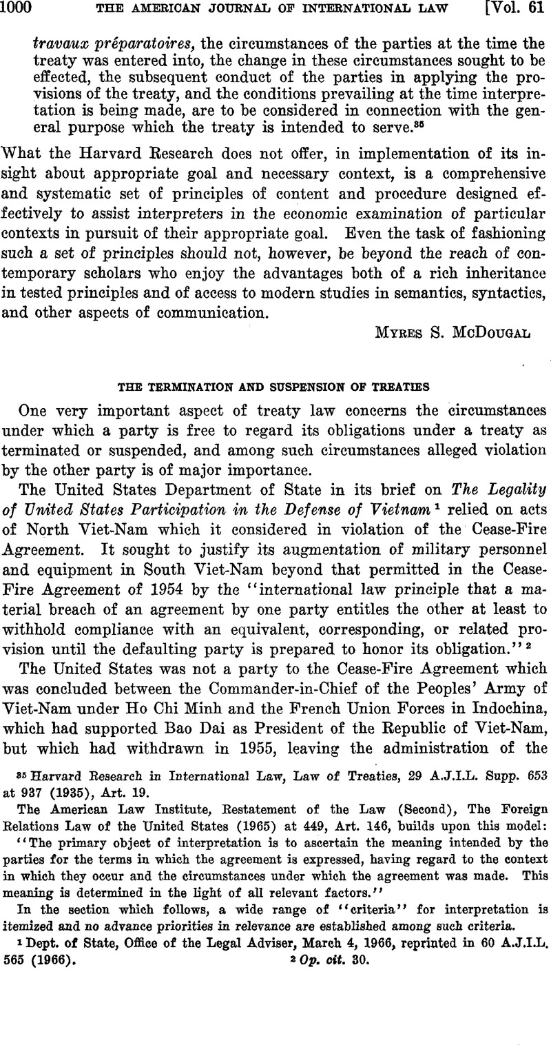 The Termination And Suspension Of Treaties American Journal Of 