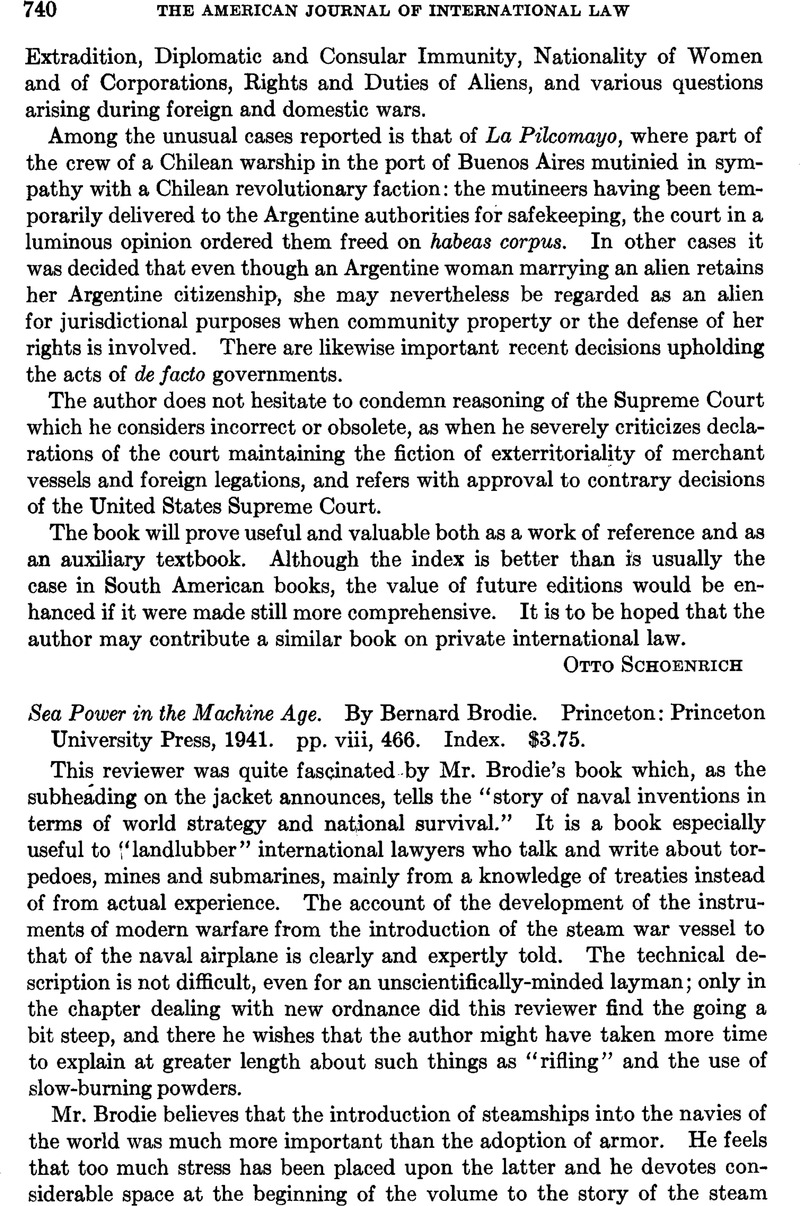 Sea Power in the Machine Age. Bernard Brodie. Princeton Princeton