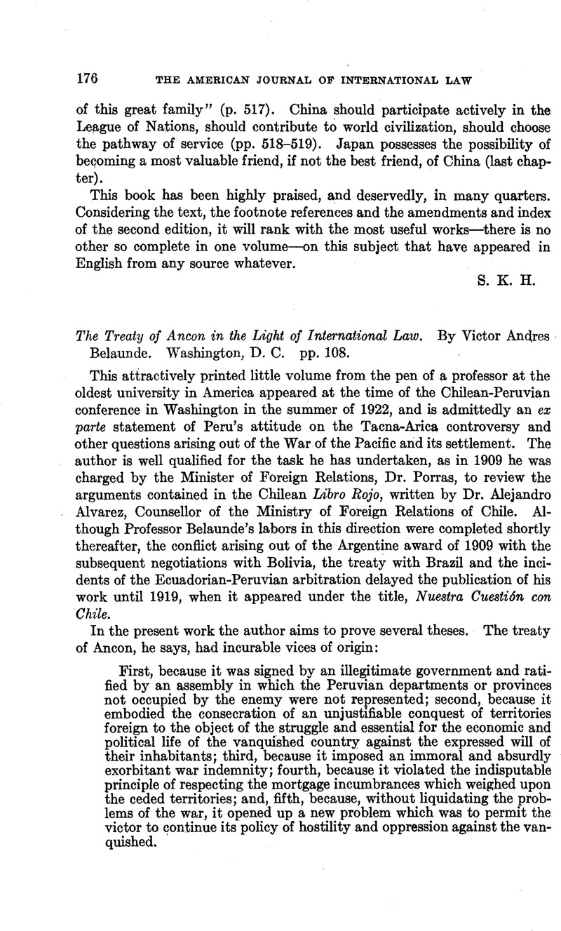 The Treaty of Ancon in the Light of International Law. By Victor Andres ...