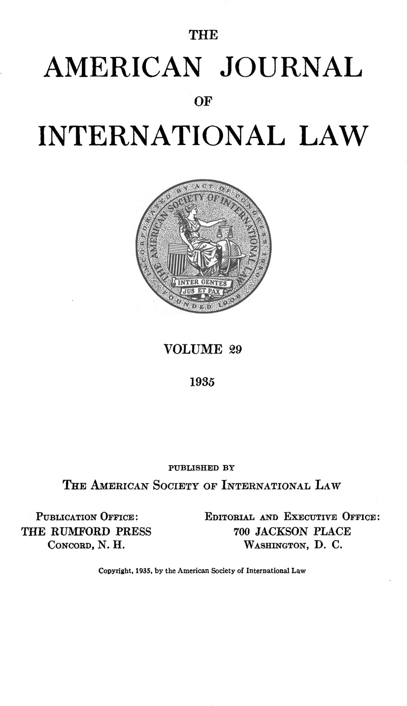 AJI volume 29 issue 2 Cover and Front matter | American Journal of International Law | Cambridge ...