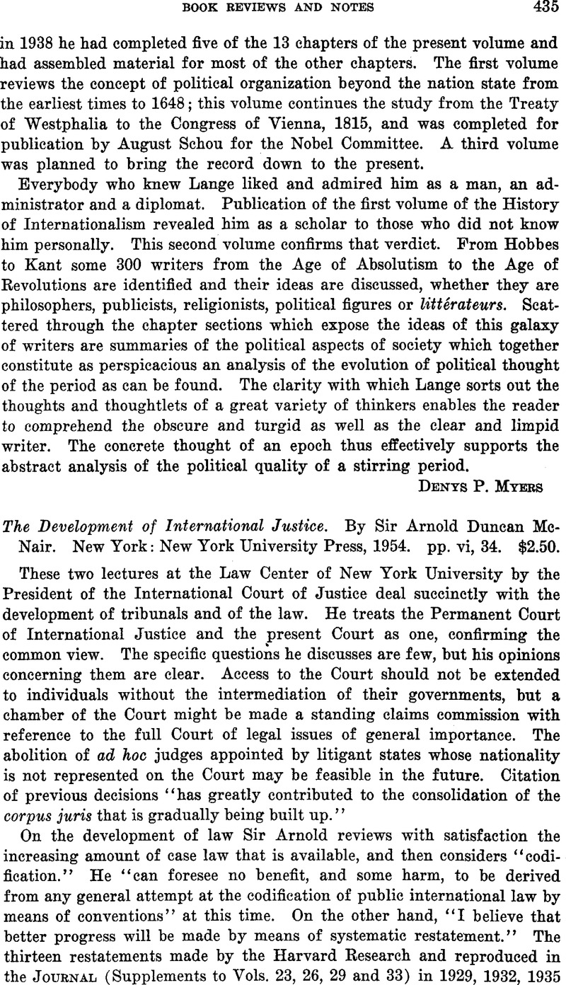 The Development of International Justice. By Sir Arnold Duncan McNair ...