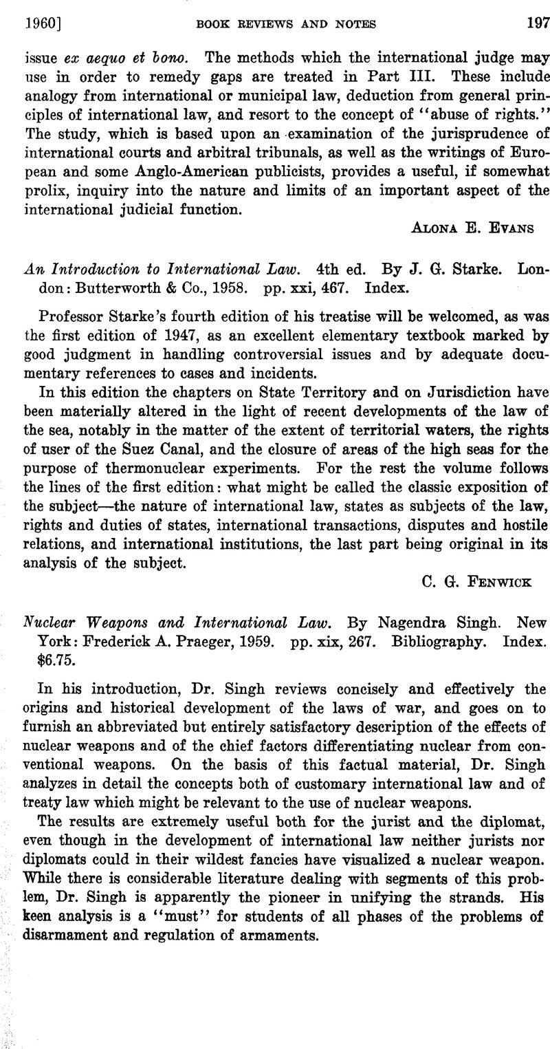 An Introduction To International Law. 4th Ed. By J. G. Starke. London ...