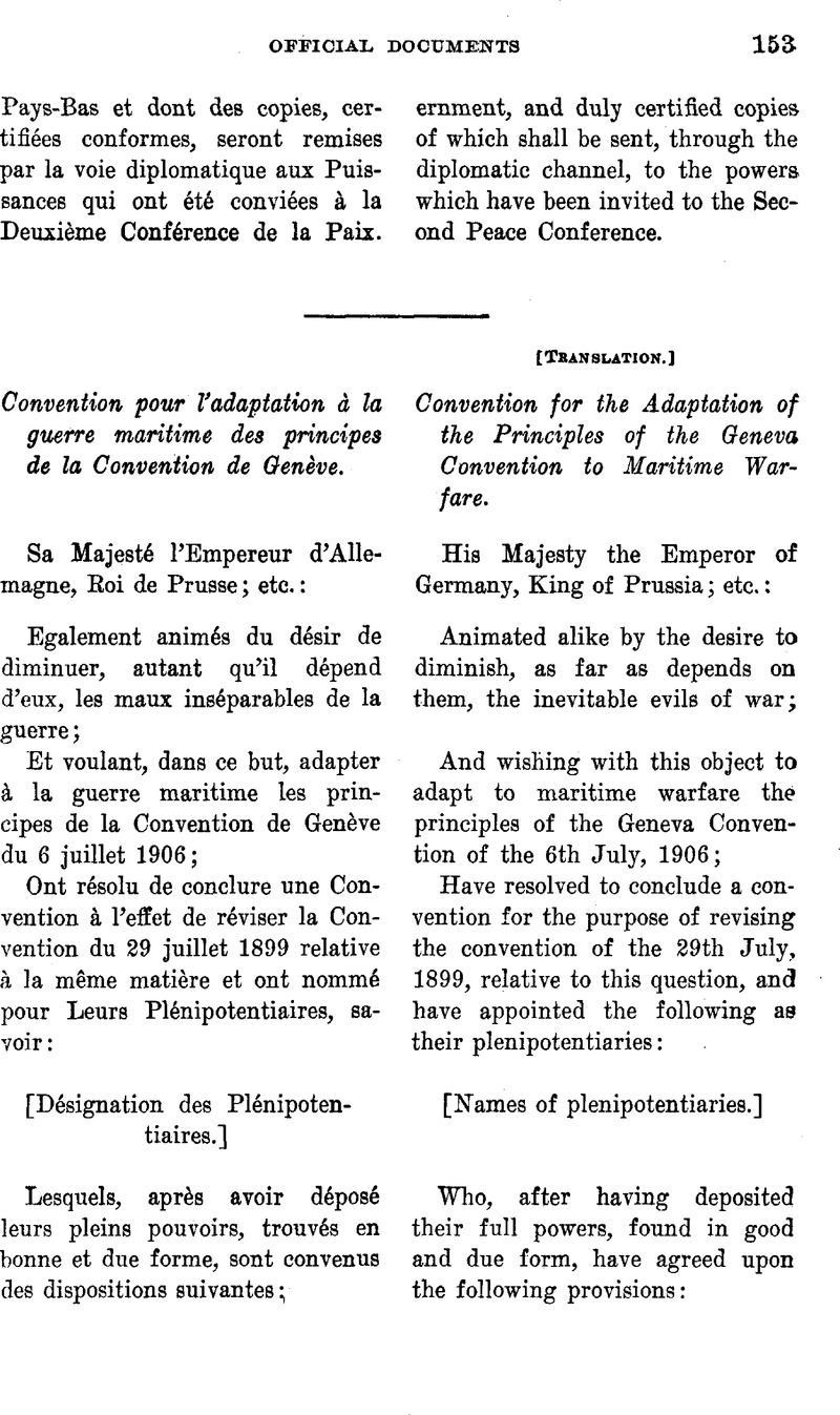 Convention for the Adaptation of the Principles of the Geneva