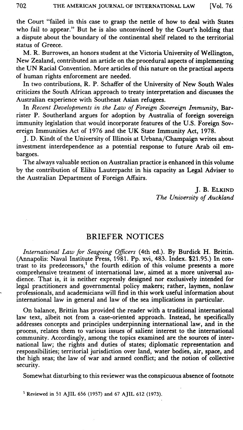 International Law for Seagoing Officers (4th ed.). By Burdick H