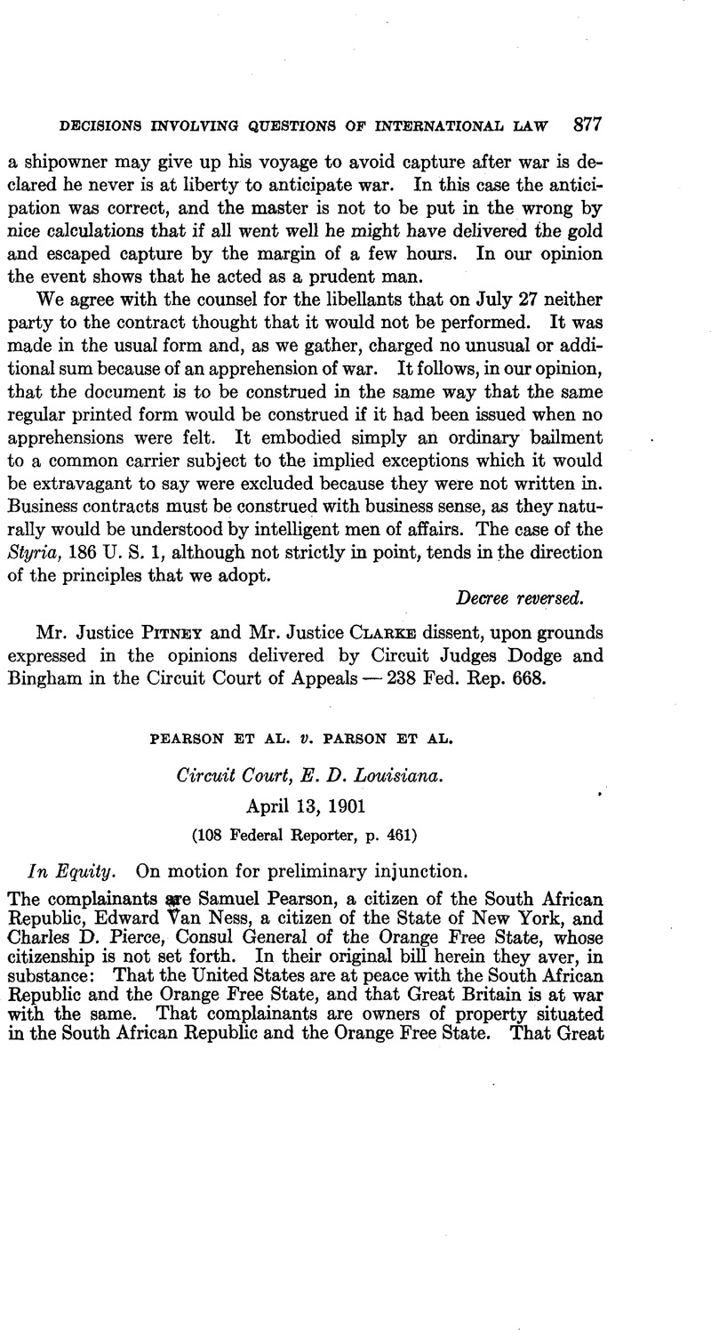 Pearson Et Al V Parson Et Al American Journal Of International Law Cambridge Core 6394