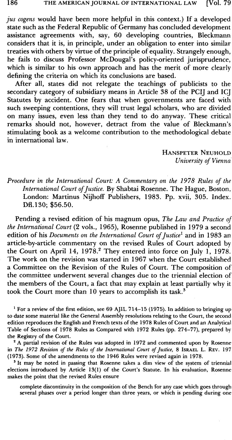 Procedure in the International Court: A Commentary on the 1978 Rules of ...