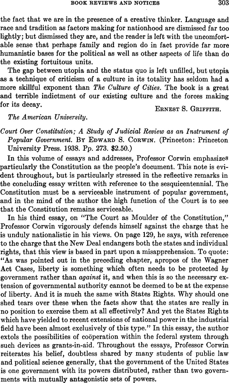 Court Over Constitution; A Study of Judicial Review as an Instrument of ...