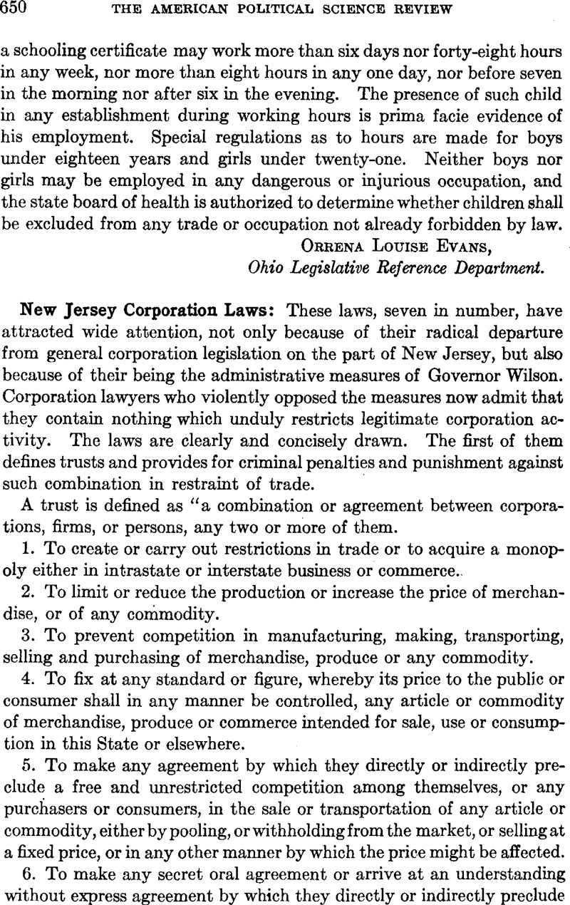 New Jersey Corporation Laws American Political Science Review Cambridge Core