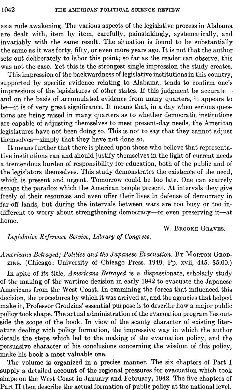 Americans Betrayed; Politics and the Japanese Evacuation. By Morton ...