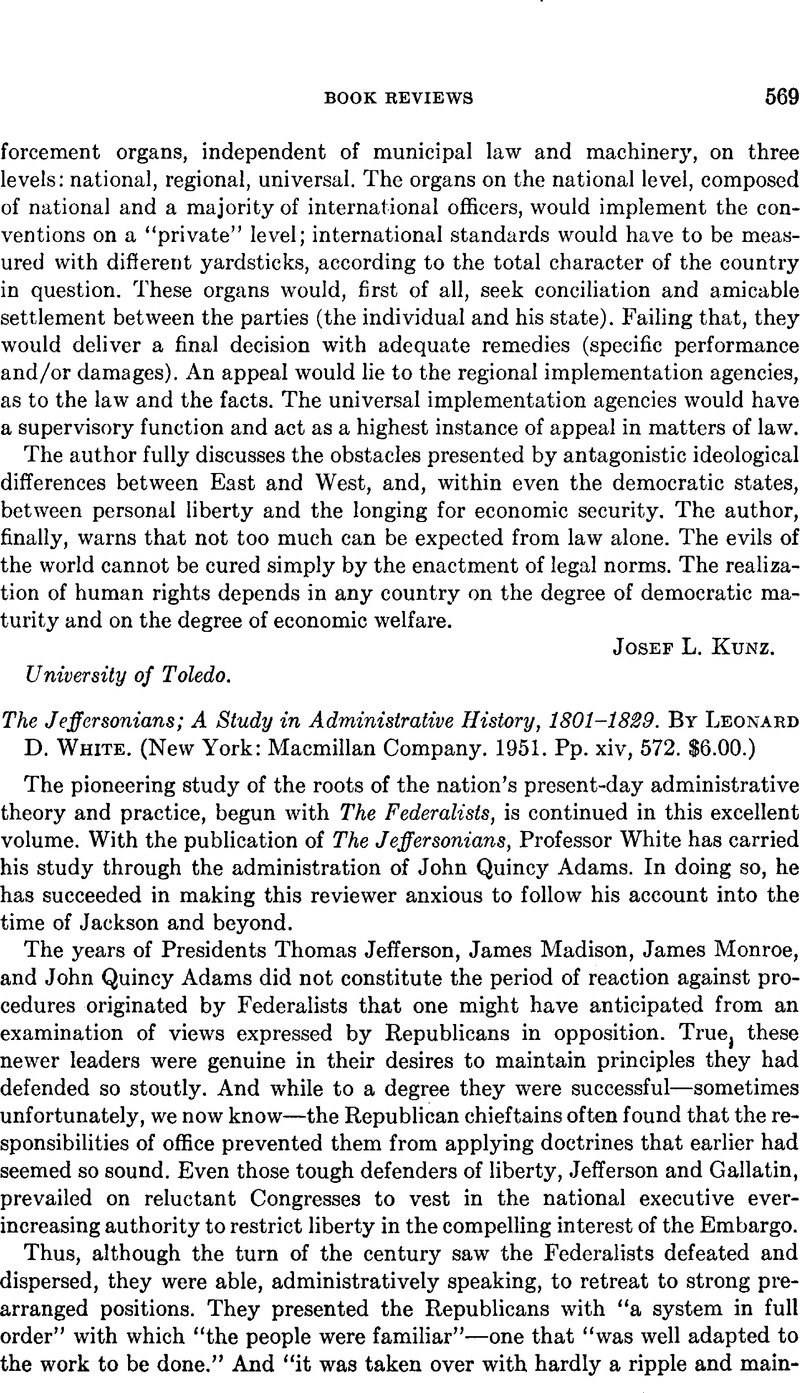 The Jeffersonians; A Study In Administrative History, 1801–1829. By ...