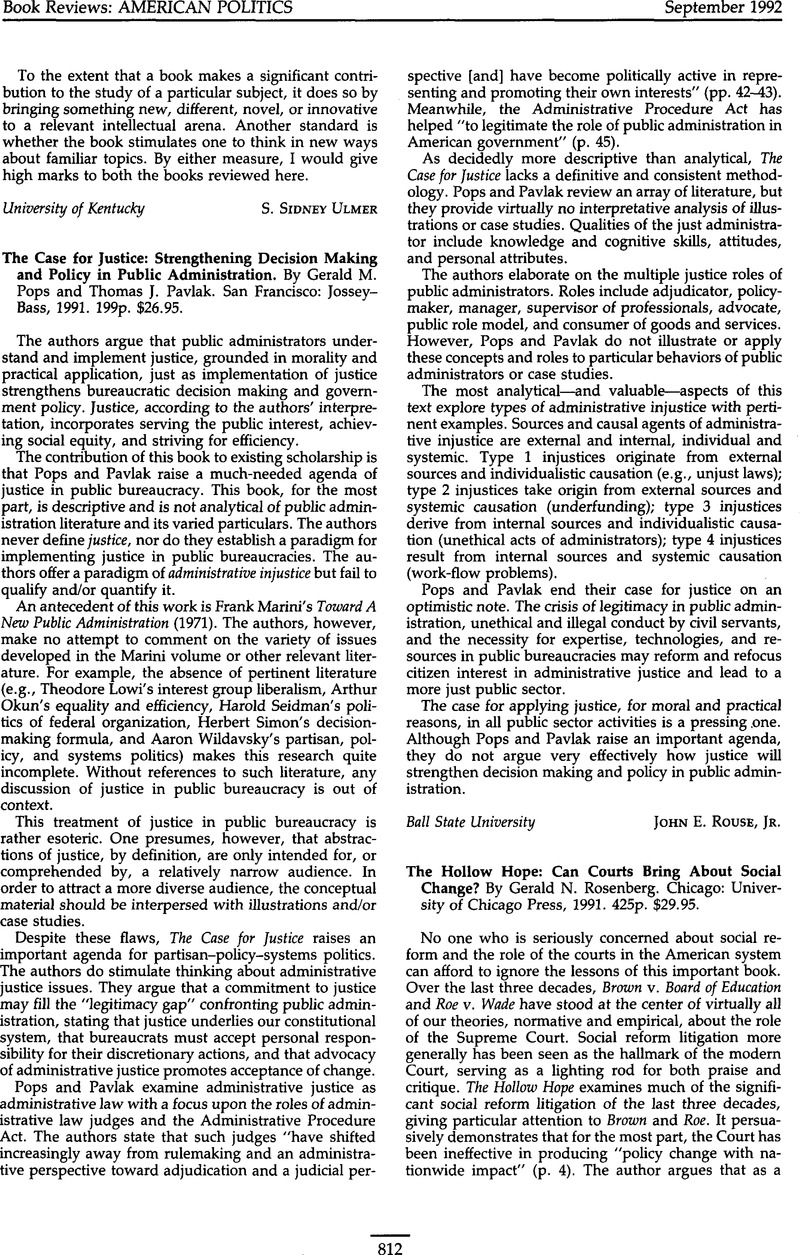 The Hollow Hope: Can Courts Bring About Social Change? By Gerald N ...