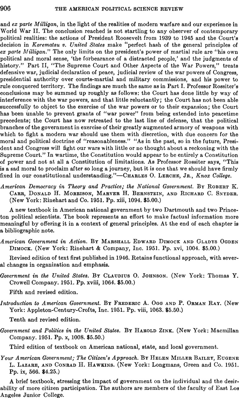 Government in the United States. By Claudius O. Johnson. (New York ...