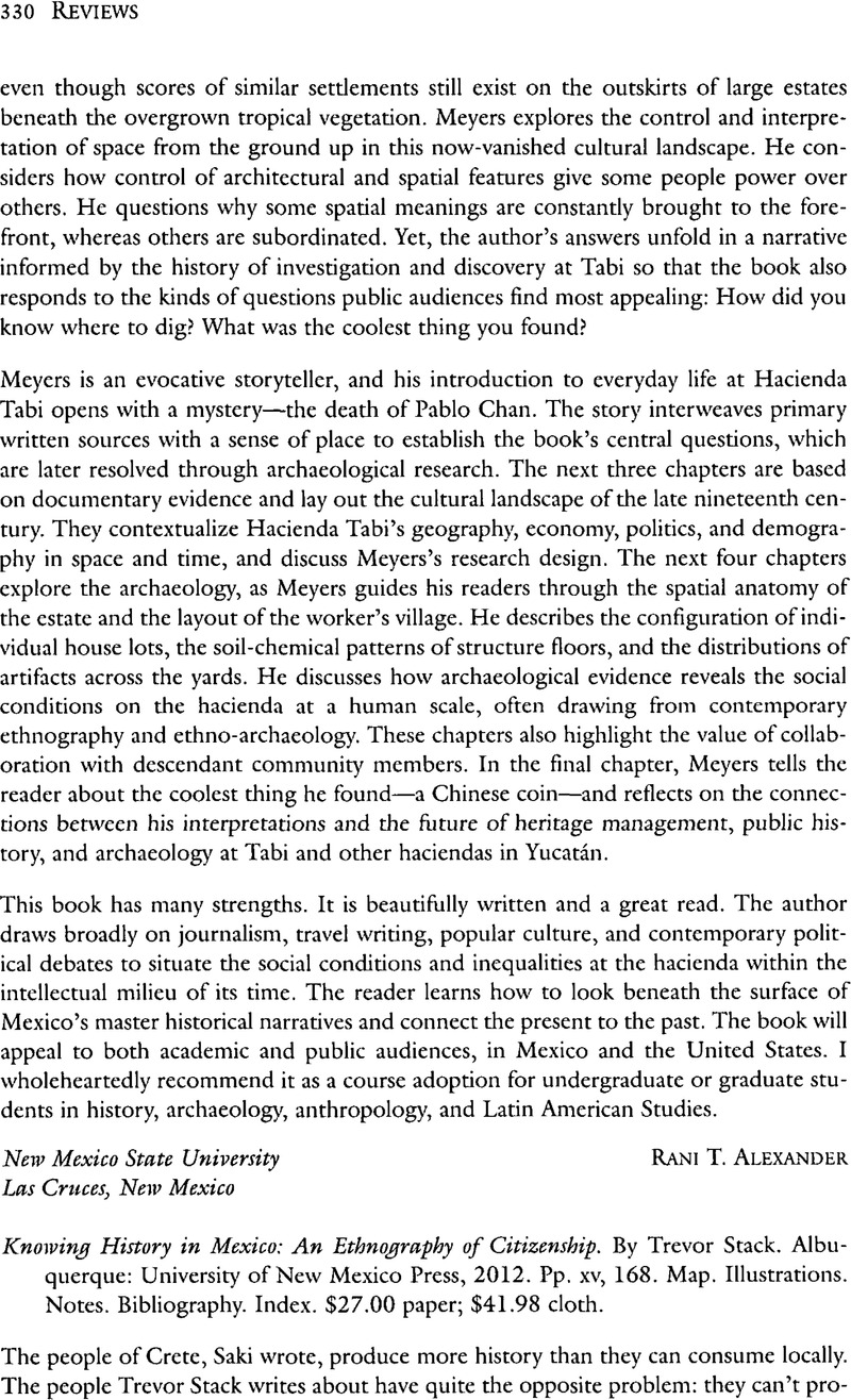 Knowing History in Mexico: An Ethnography of Citizenship