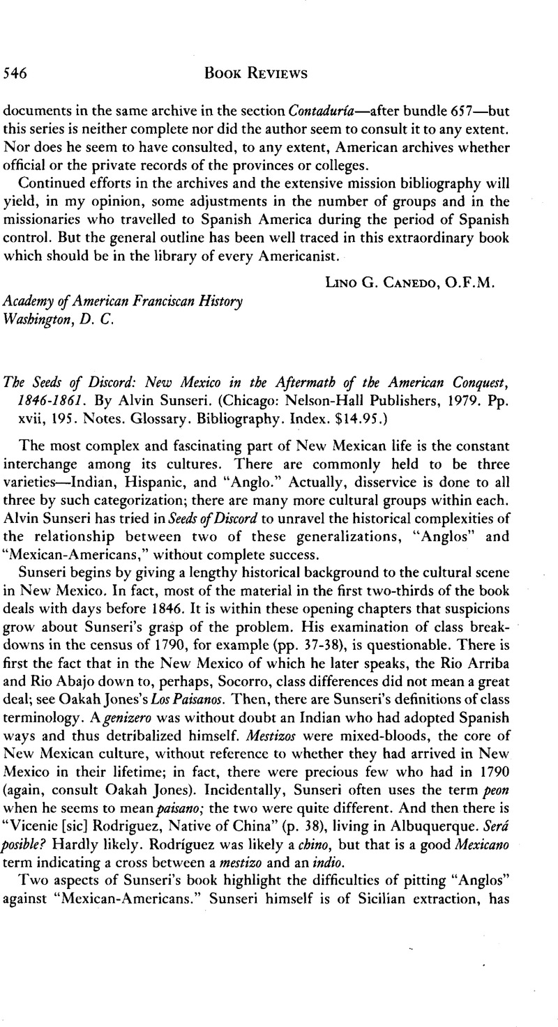 The Seeds of Discord: New Mexico in the Aftermath of the American ...