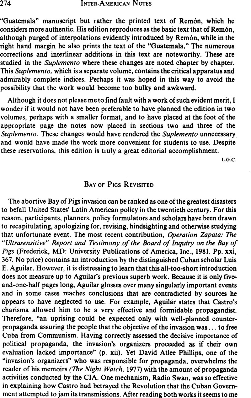 Bay Of Pigs Revisited The Americas Cambridge Core   FirstPage S0003161500050999a 