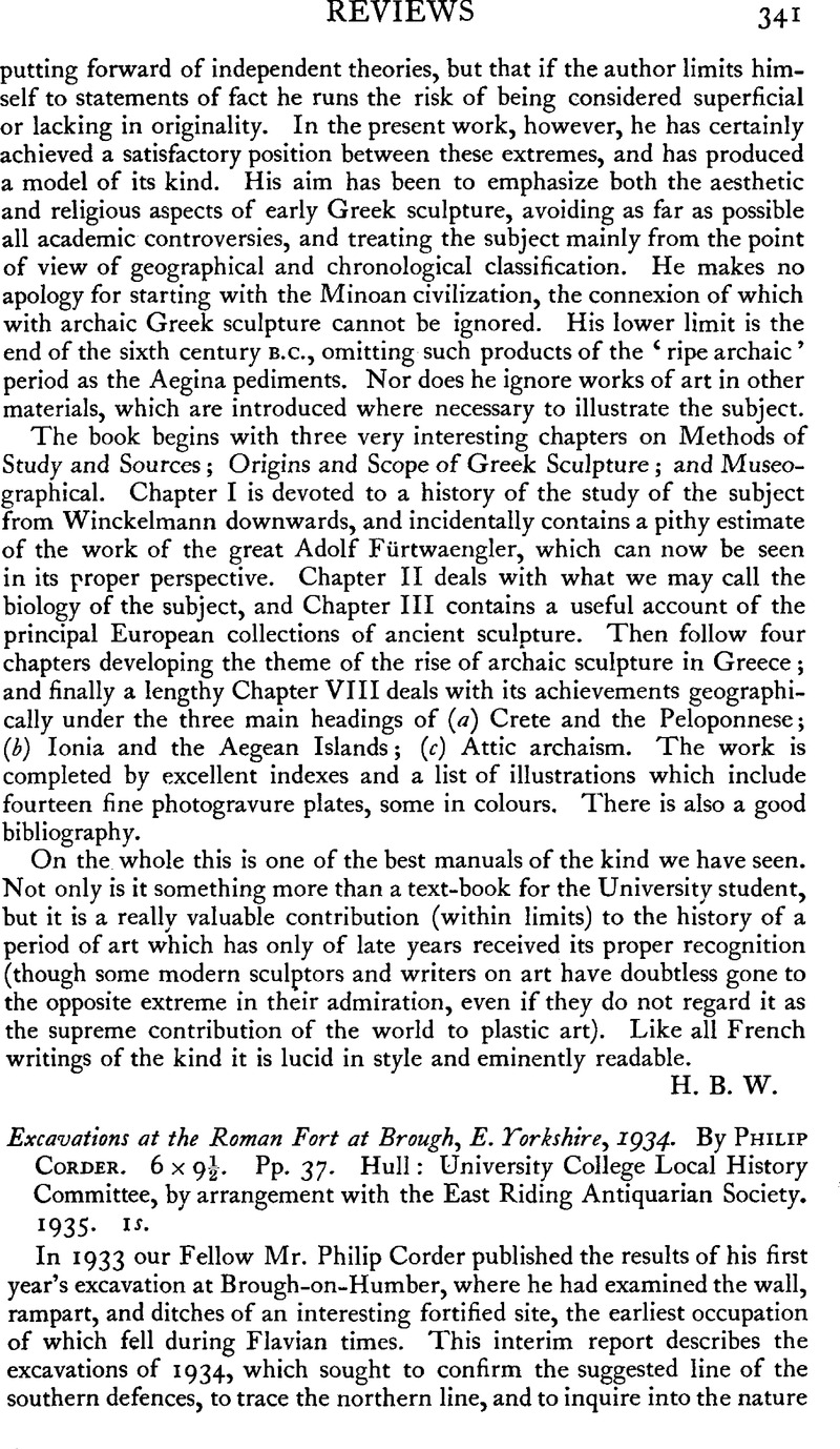 Excavations at the Roman Fort at Brough, E. Yorkshire, 1934. By Philip ...