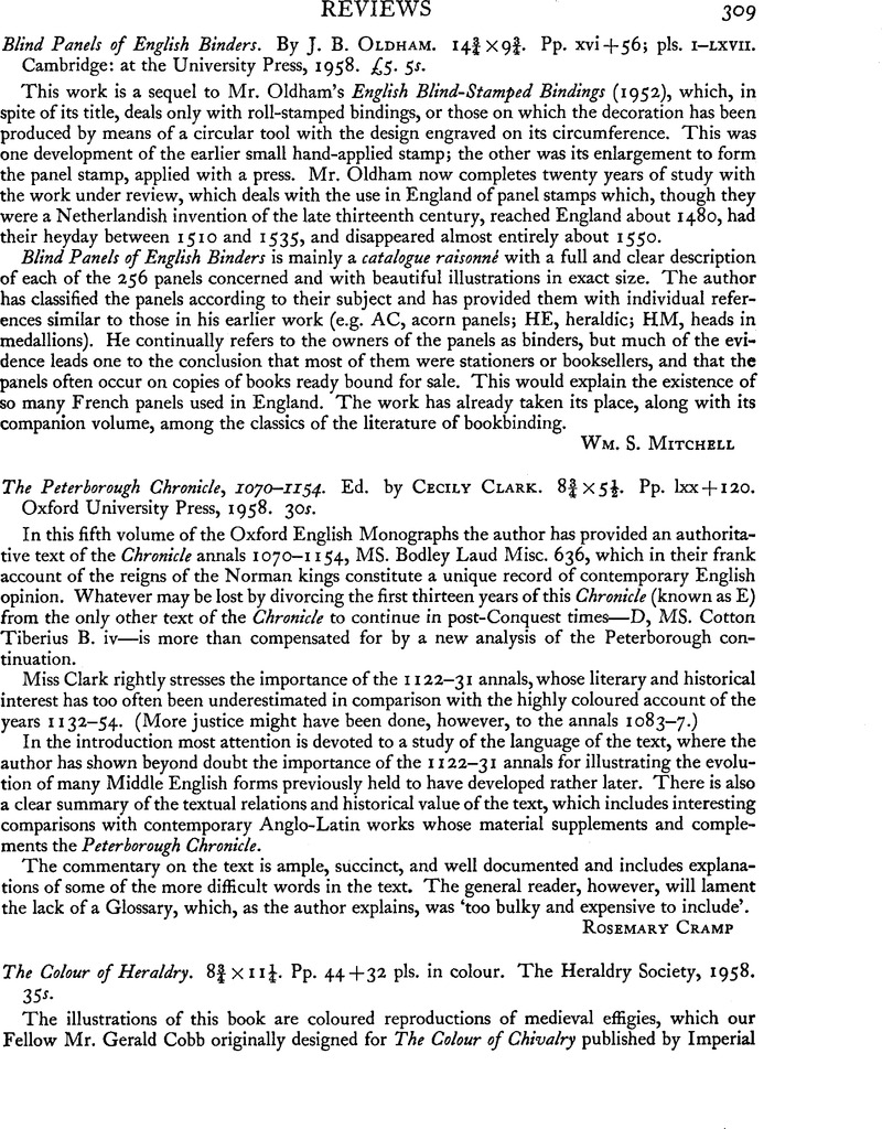 The Peterborough Chronicle, 1070–1154. Ed. by Cecily Clark. 8¾ × 5½. Pp ...