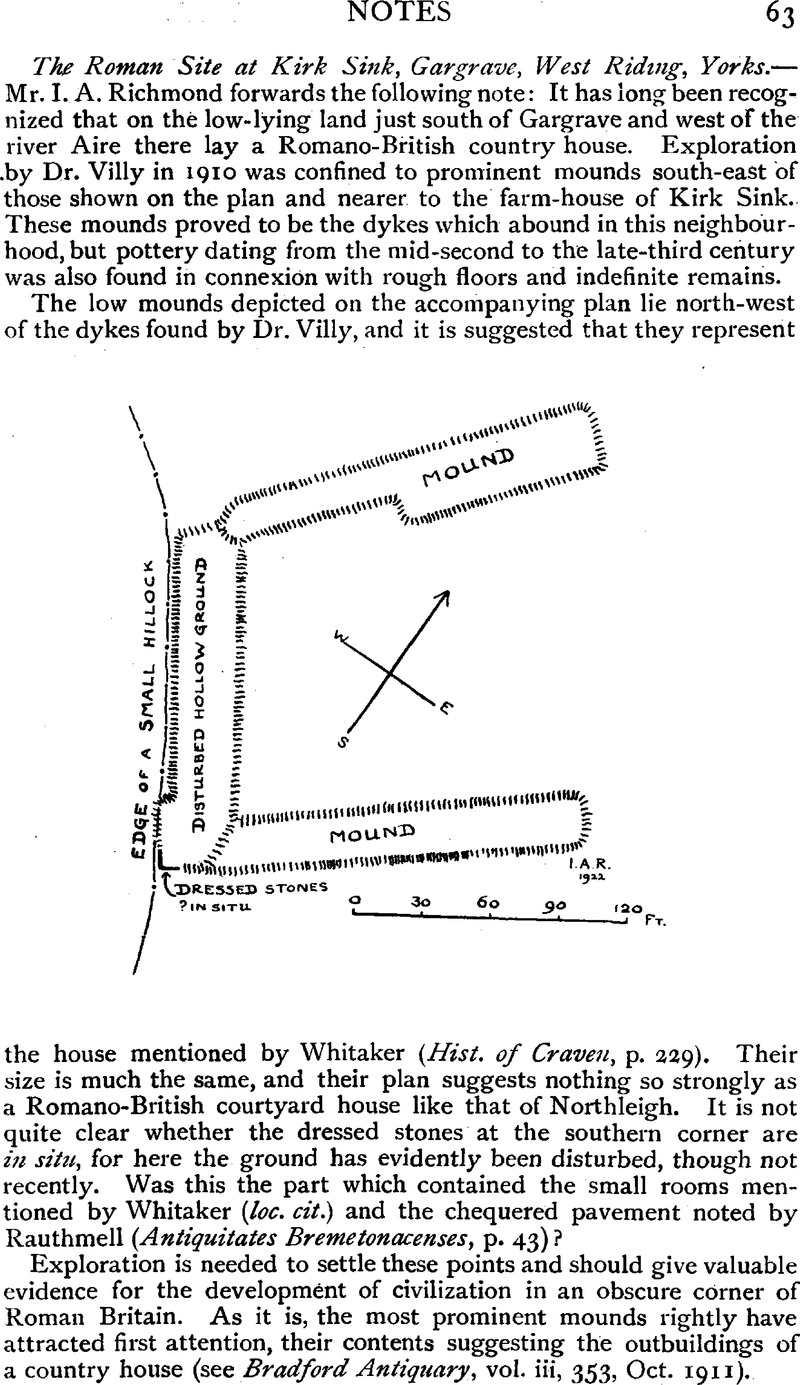 The Roman Site at Kirk Sink, Gargrave, West Riding, Yorks. | The ...