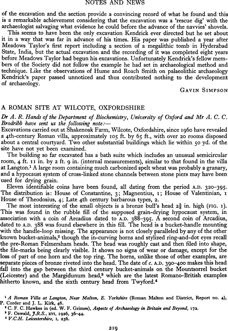 A Roman Site at Wilcote, Oxfordshire Antiquity Cambridge Core