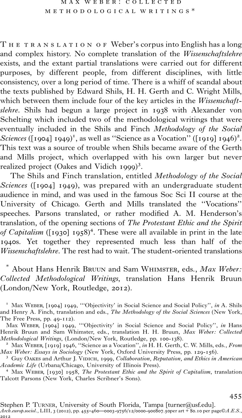 Max Weber: Collected Methodological Writings