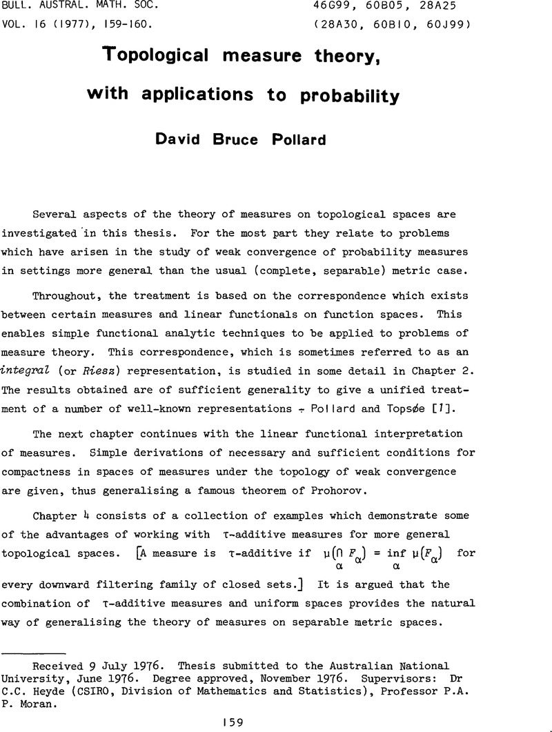 Topological measure theory, with applications to probability