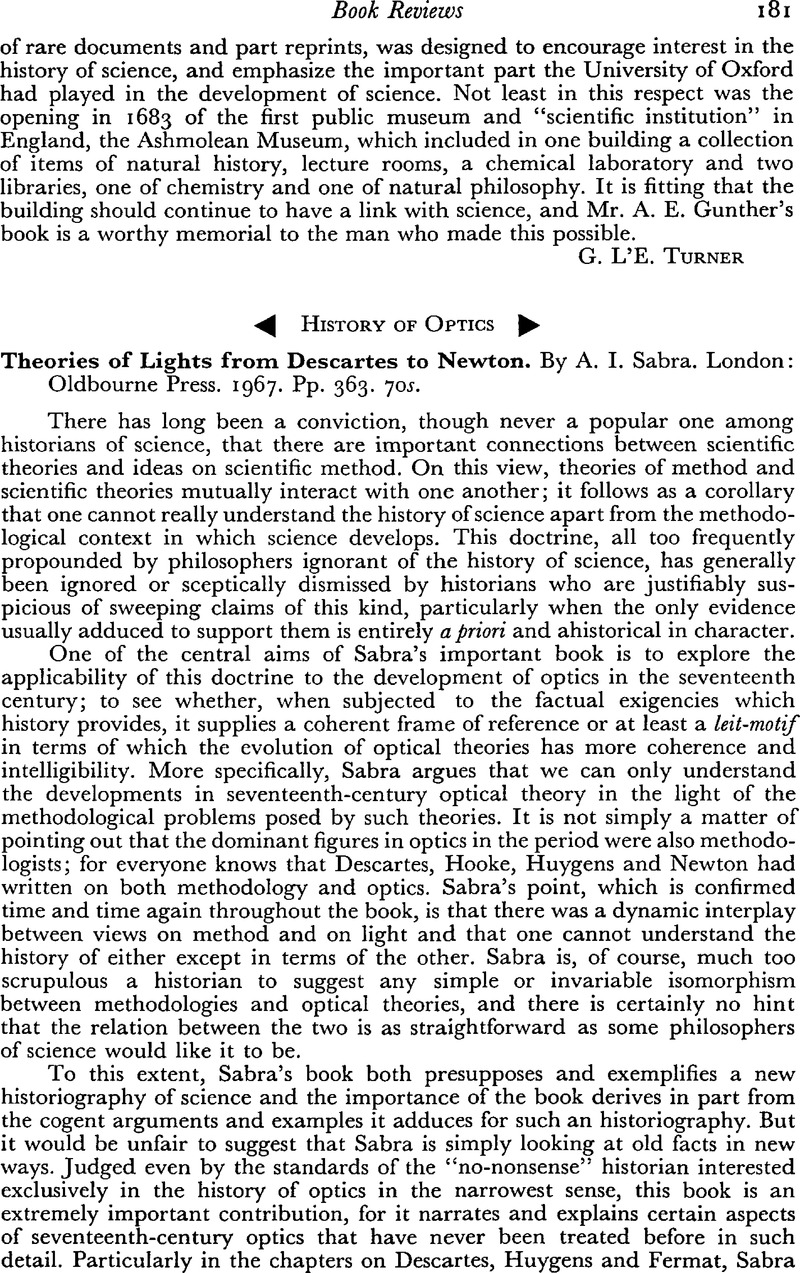 History of Optics - Theories of Lights from Descartes to Newton. By A ...