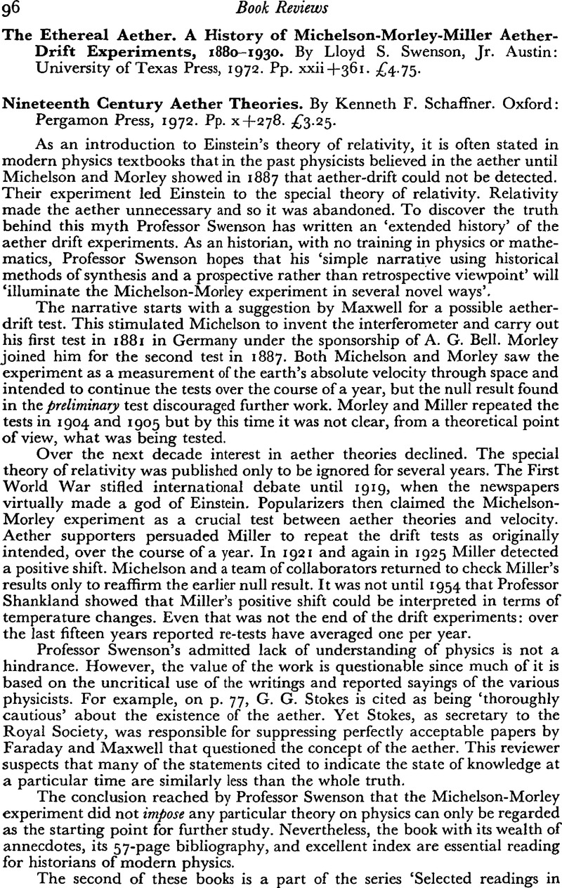 The Michelson-Morley Experiment