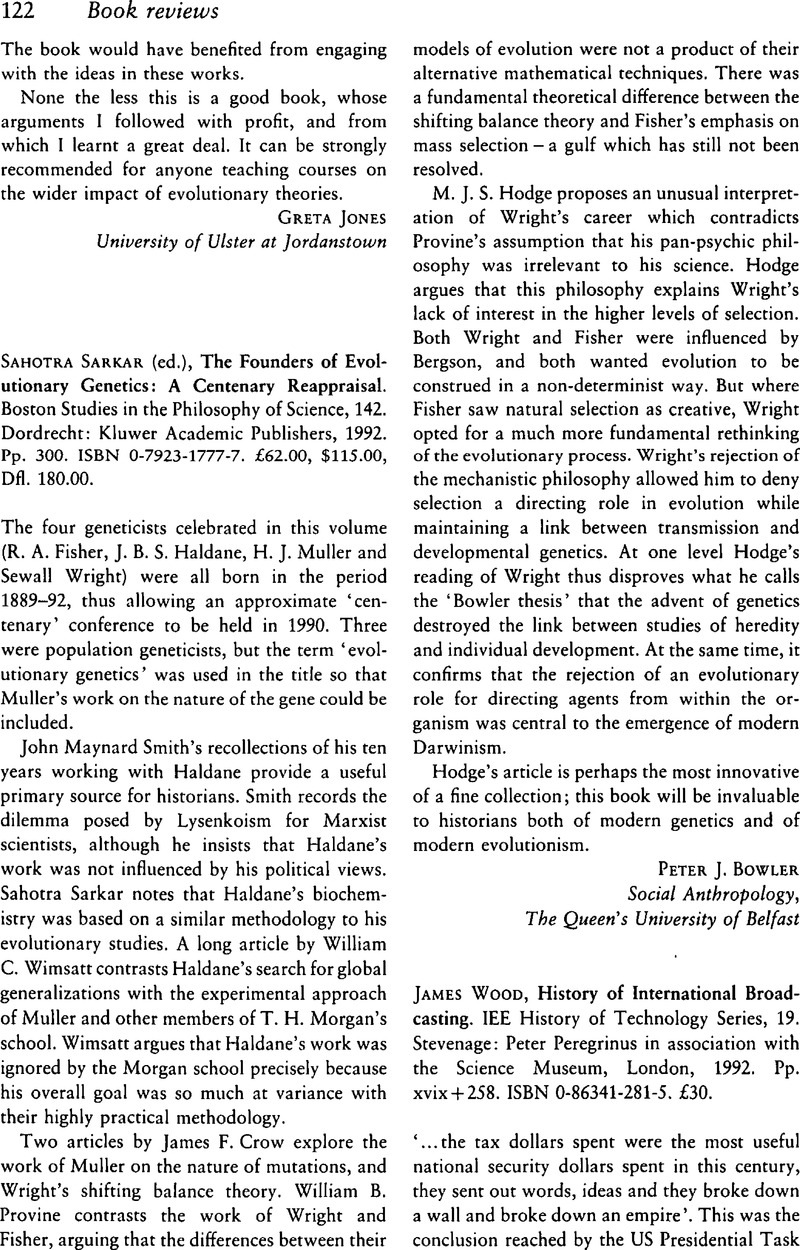 The Founders of Evolutionary Genetics: A Centenary Reappraisal