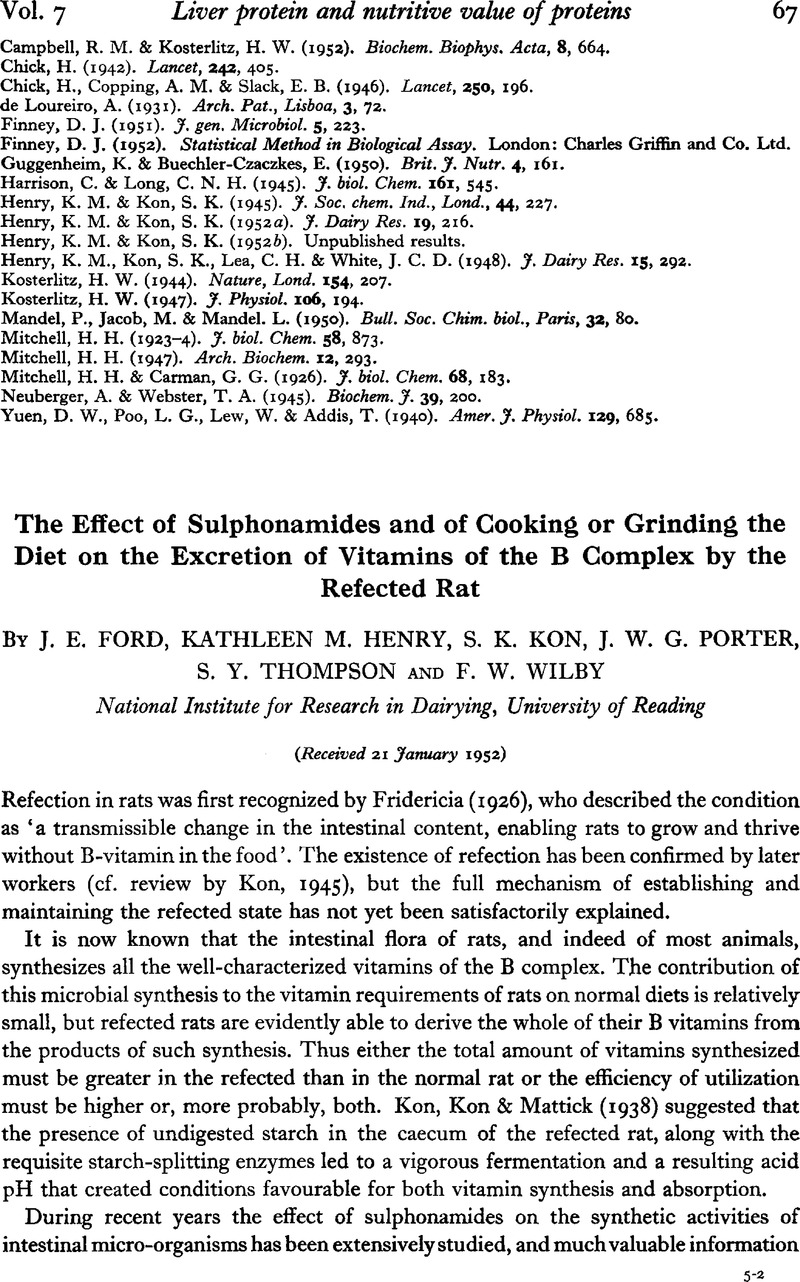 The Effect of Sulphonamides and of Cooking or Grinding the Diet on