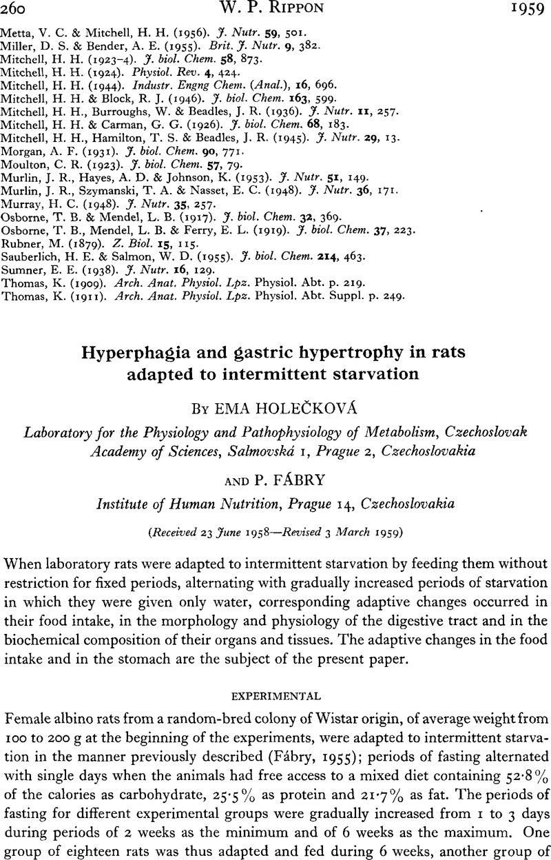 Hyperphagia and gastric hypertrophy in rats adapted to intermittent ...