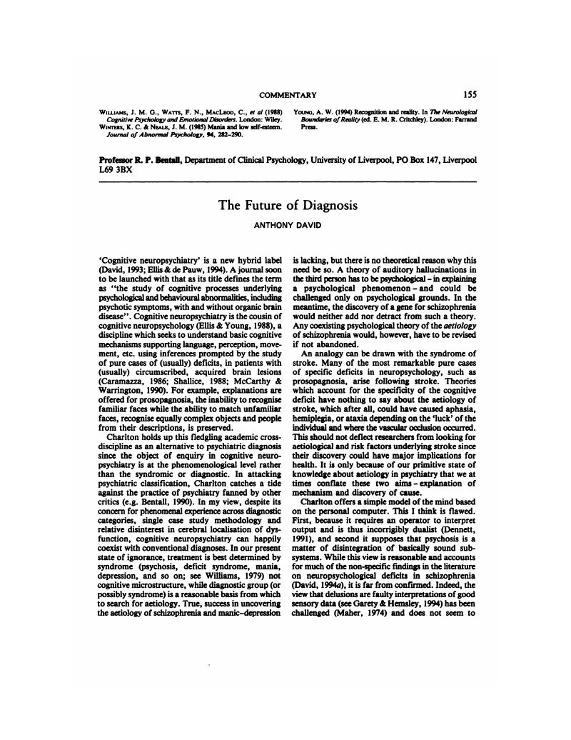 The Future Of Diagnosis | The British Journal Of Psychiatry | Cambridge ...