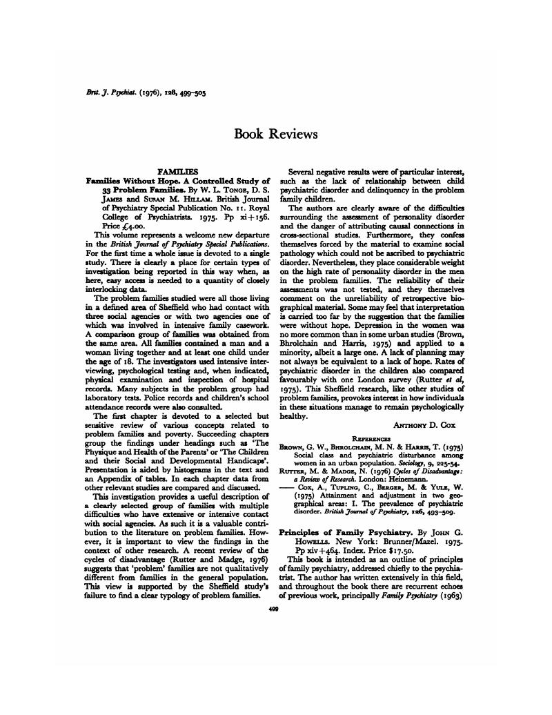 Principles of Family Psychiatry. By John G. Howells, New York Brunner/Mazel. 1975. Pp xiv+464